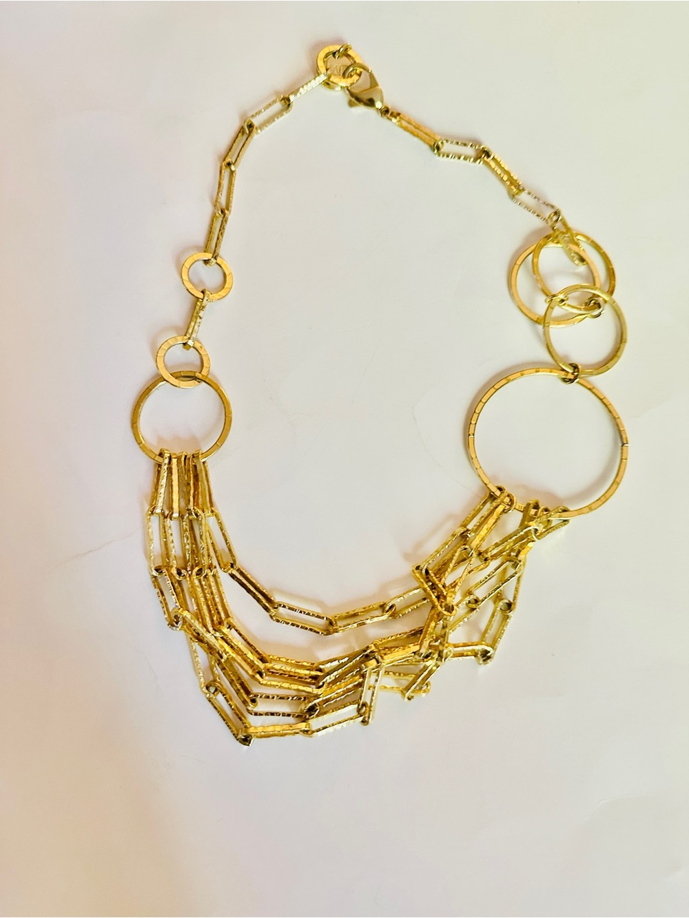 1AR Unoaerre 18K Plated Gold Tone Geometric Multi Elongated Link Necklace